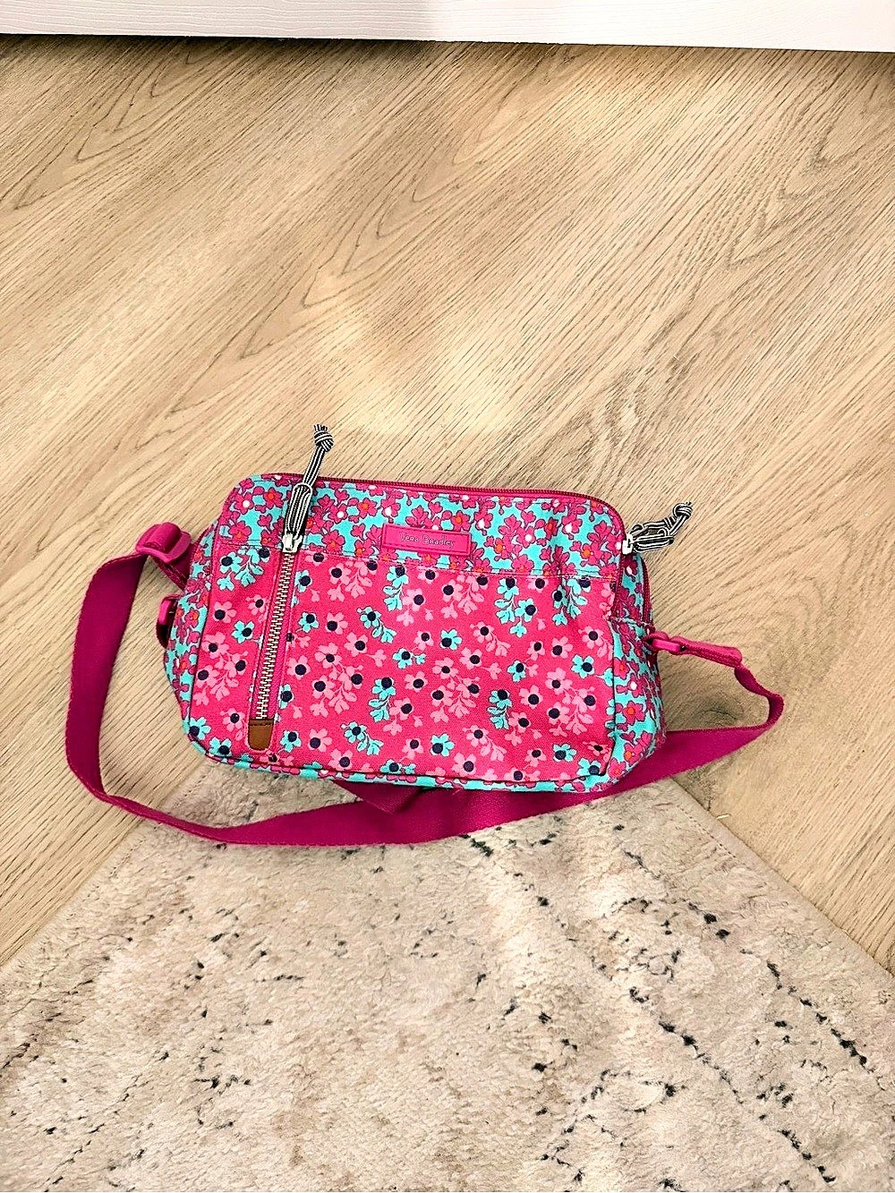 Vera Bradley Triple Zip Hipster Crossbody Bag Pink & Blue